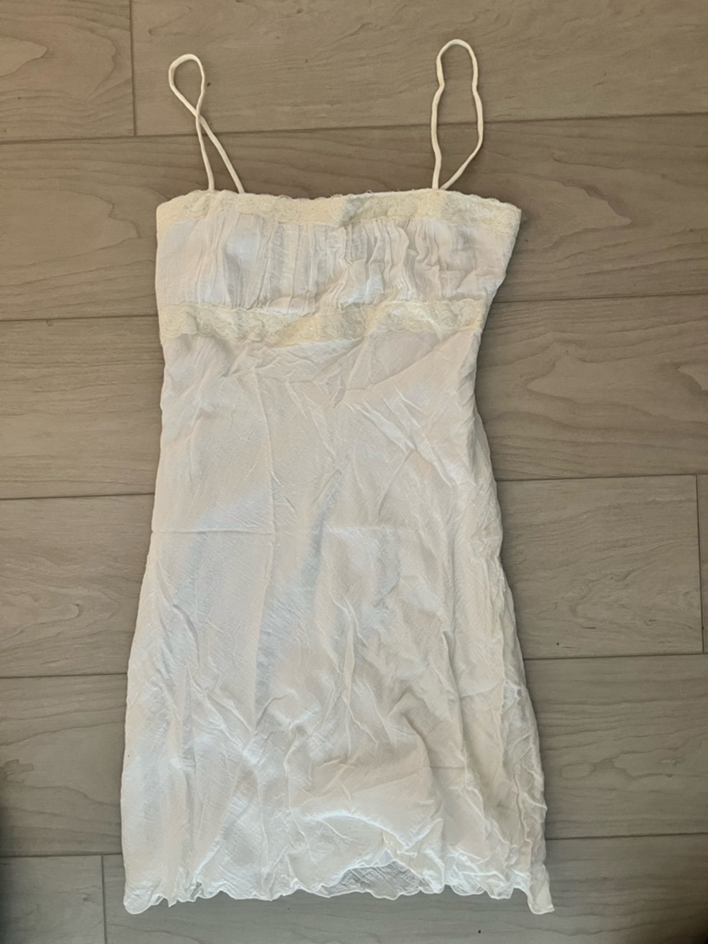 Pulse White Lace-Trim Mini Slip Dress